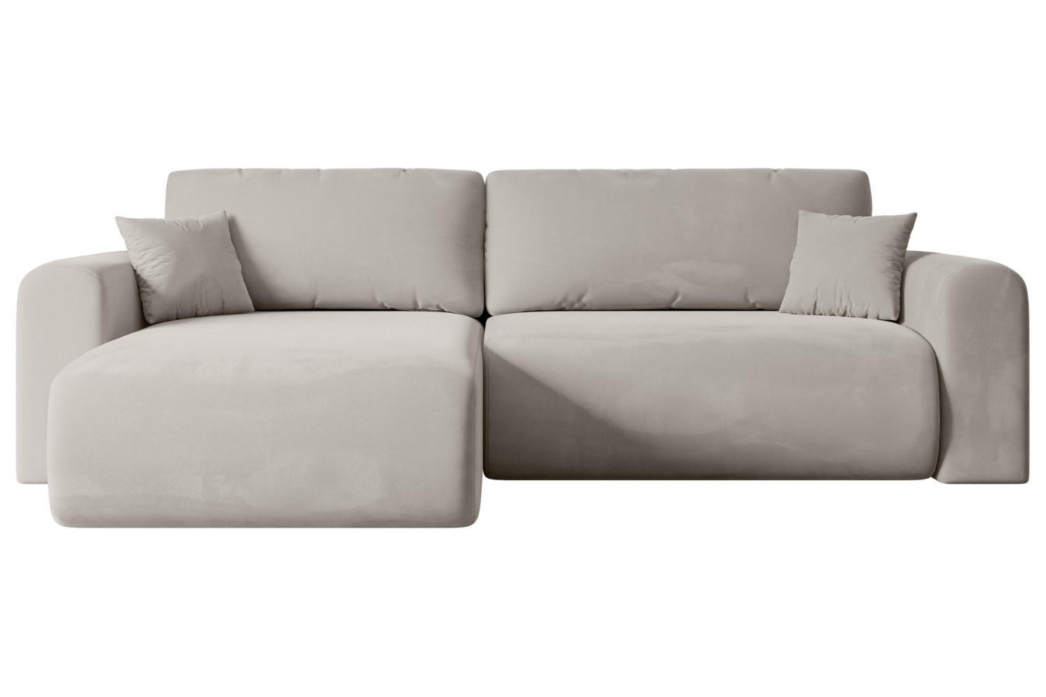 ECKSOFA mit Schlaffunktion und Bettkasten ORRO-L - 272x145x83 cm Hellbraun Velours - Hellbraun/Schwarz, Holzwerkstoff/Kunststoff (272/145cm) - ALTDECOR