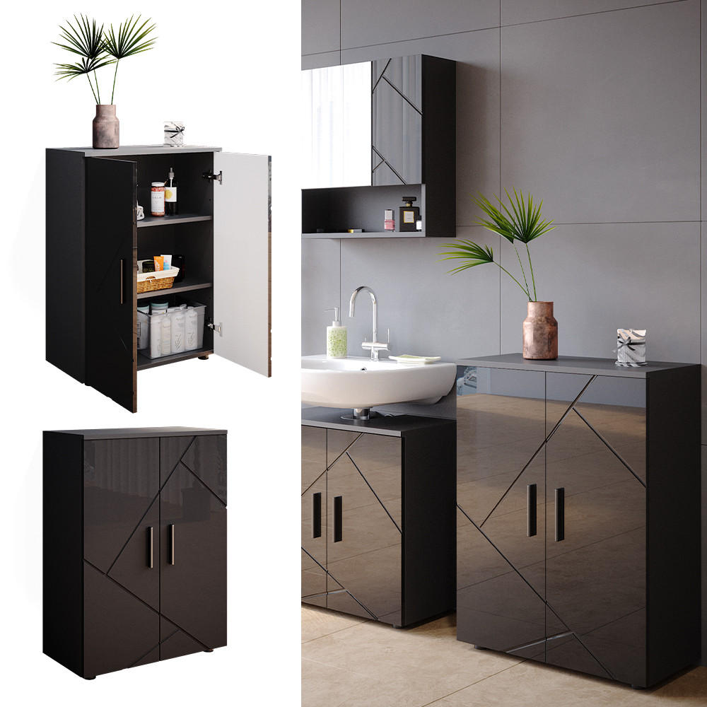 MIDISCHRANK Irma Anthrazit Hochglanz 60 x 81 cm - Anthrazit, Holzwerkstoff (60/81/30cm) - Vicco