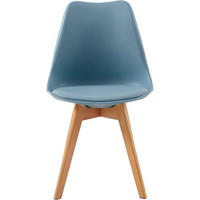 ESSZIMMERSTUHL 8er Set Morandi Lichtblau mit weicher Polsterung und Buchenholzbeinen - Hellblau, Kunststoff (41/82/47.5cm)