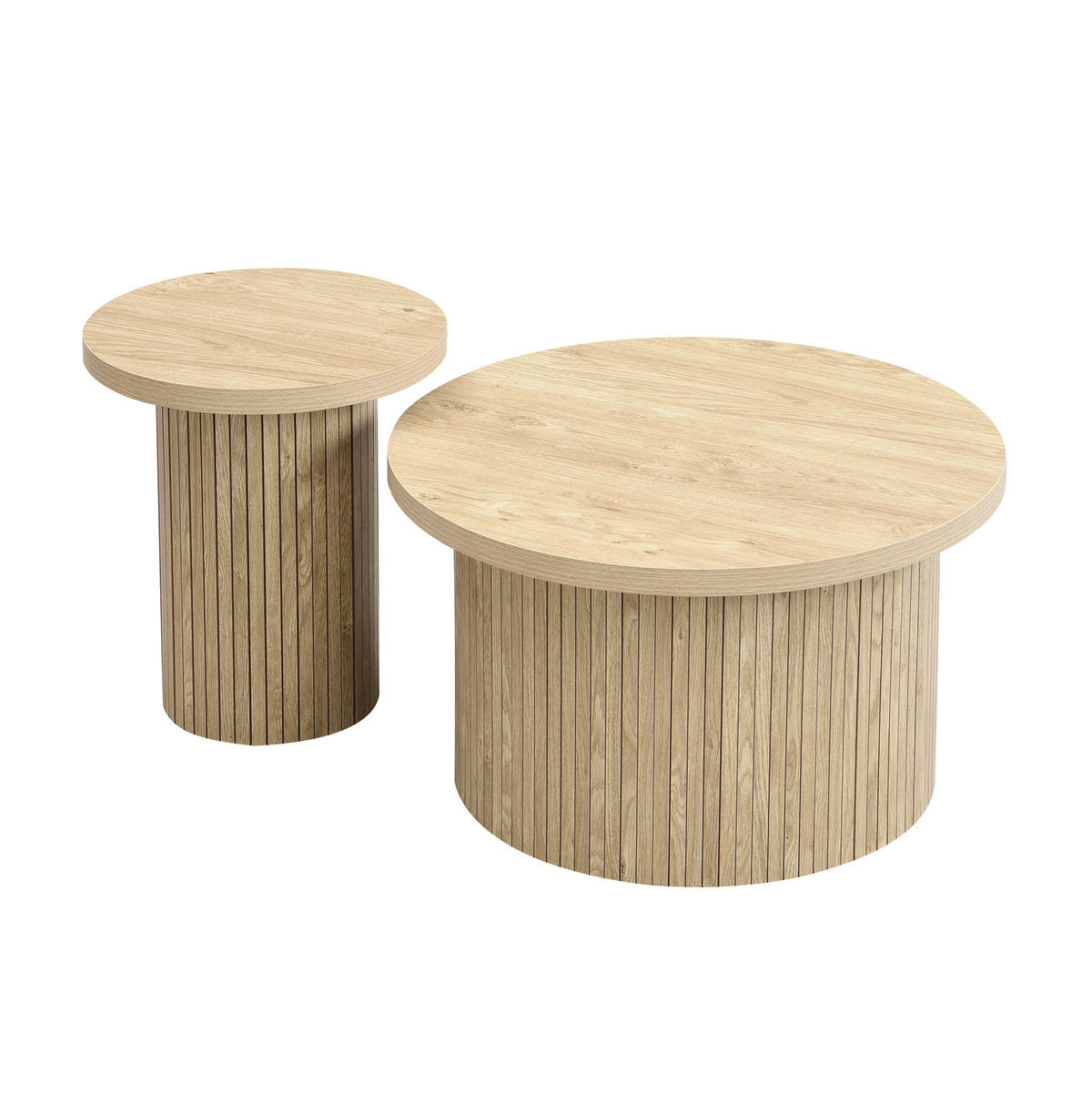 SADA konferenčních stolků 66/66/40 cm přírodní z MDF zasouvací - přírodní, kompozitní dřevo (66/66/40cm) - OKWISH