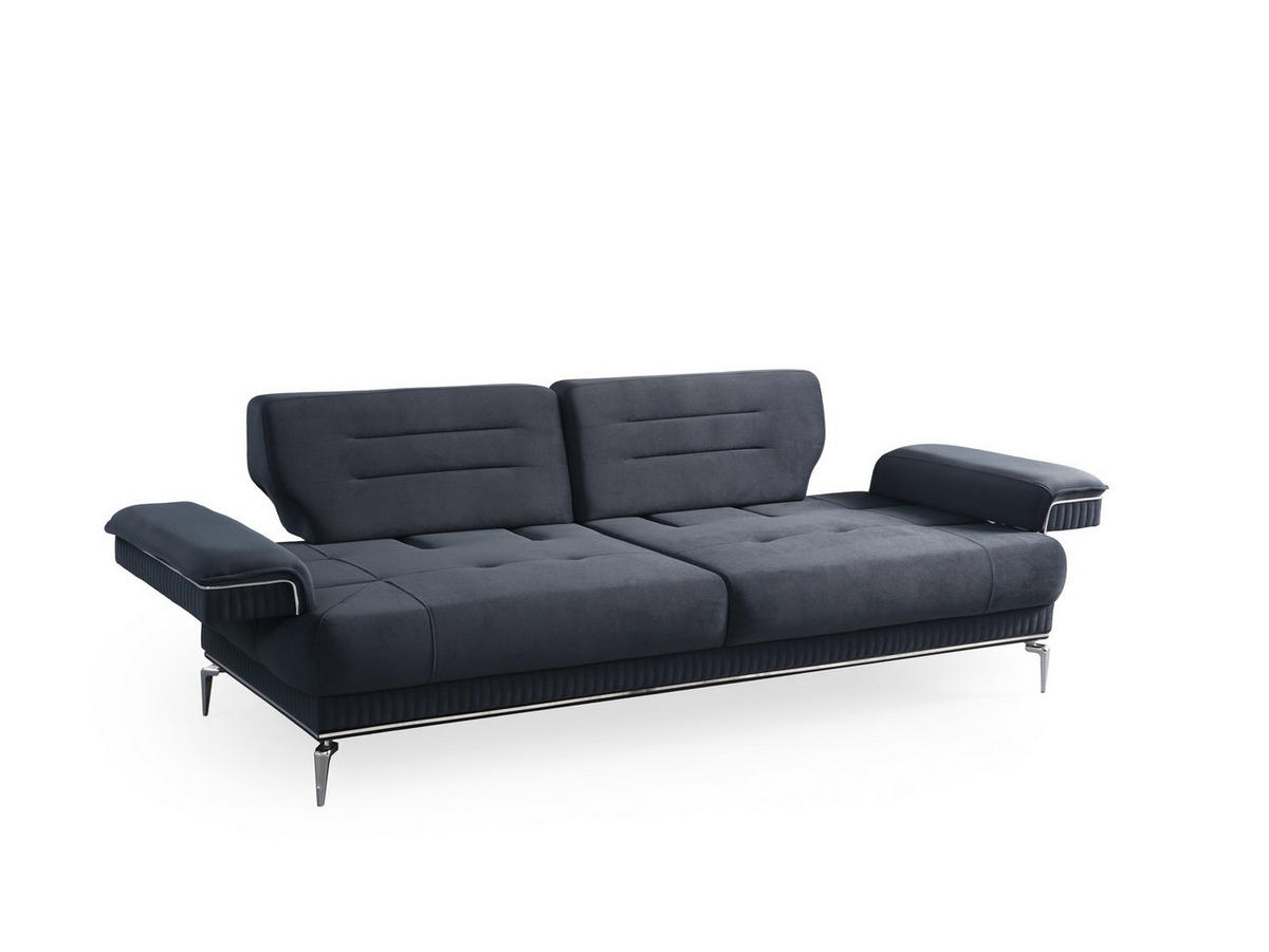 SOFA Toledo 2-Sitzer Samtstoff Anthrazit - Anthrazit, Textil/Metall (190/88/103cm)