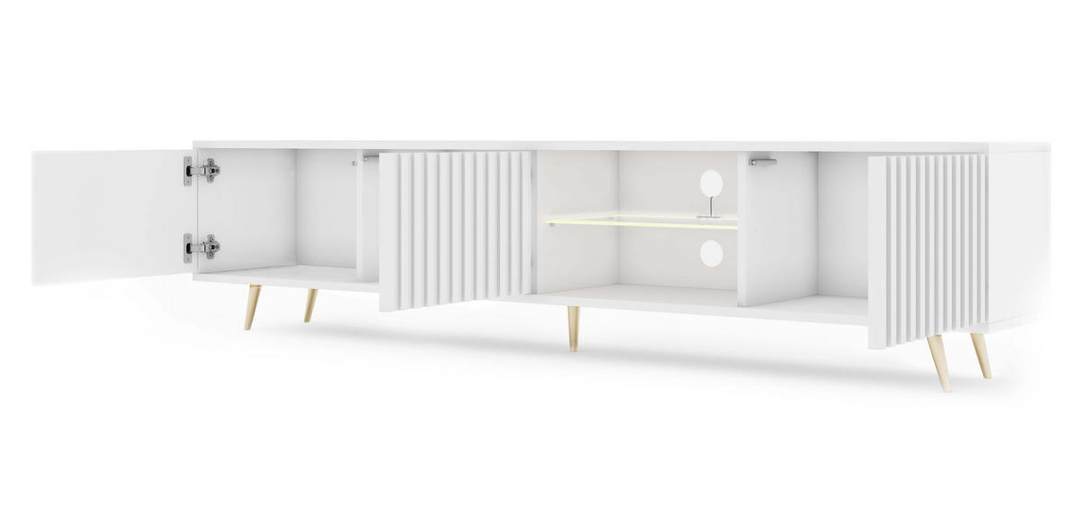 TV-SCHRANK Bello Weiß Gold 175 cm - Weiß, Holzwerkstoff (175/43.5/31.3cm) - Selsey