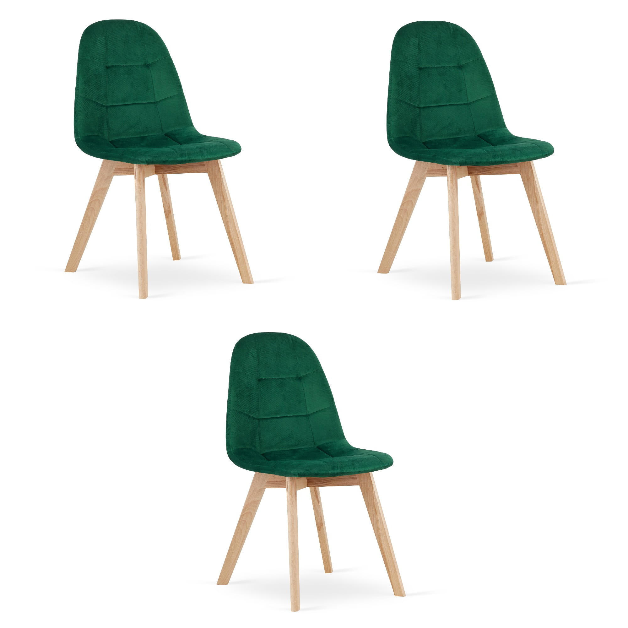 ESSZIMMERSTUHL 3-er Set NUUC dunkelgrüner Sitz - Dunkelgrün, Textil (44.5/81.5/54cm) - Valora