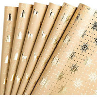 GESCHENKPAPIER 6 Blatt Rolle Kraftpapier Goldfolie Weihnachtsbaum Rentier 44,5 x 76 cm - Multicolor, Papier (44.5/0.1/76cm)