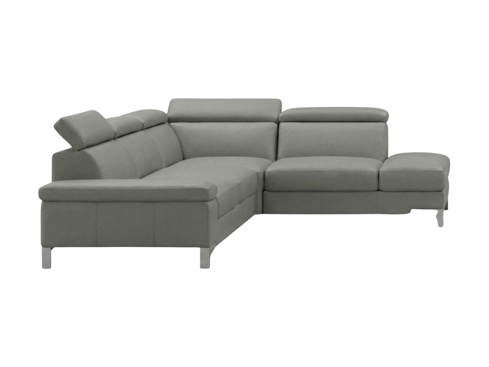 ECKSOFA Talisman Echtleder Perlgrau - Hellgrau, Leder/Metall (271/224cm)