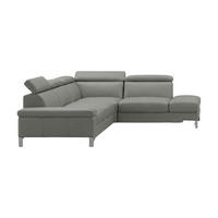 ECKSOFA Talisman Echtleder Perlgrau - Hellgrau, Leder/Metall (271/224cm)