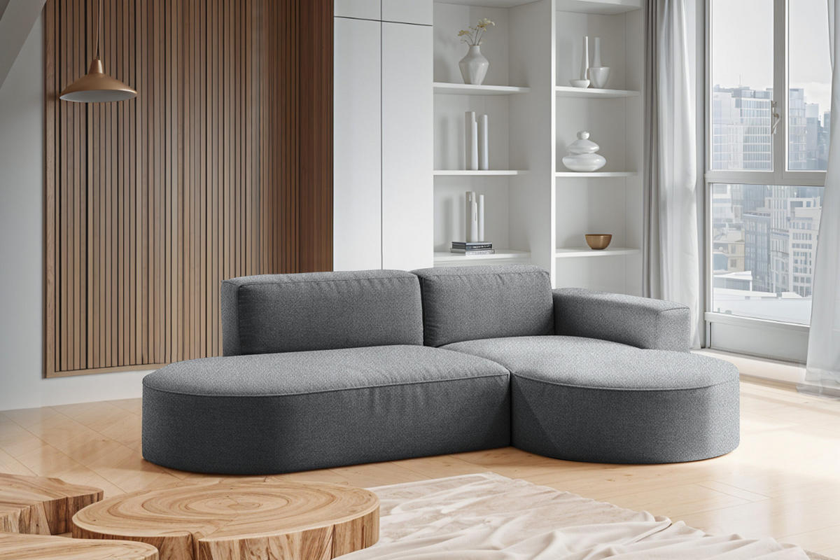 ECKSOFA Modena Studio Falten, Stoff Alpine, Anthrazit Rechts - Anthrazit, Holz (236/165cm) - Kaiser Möbel