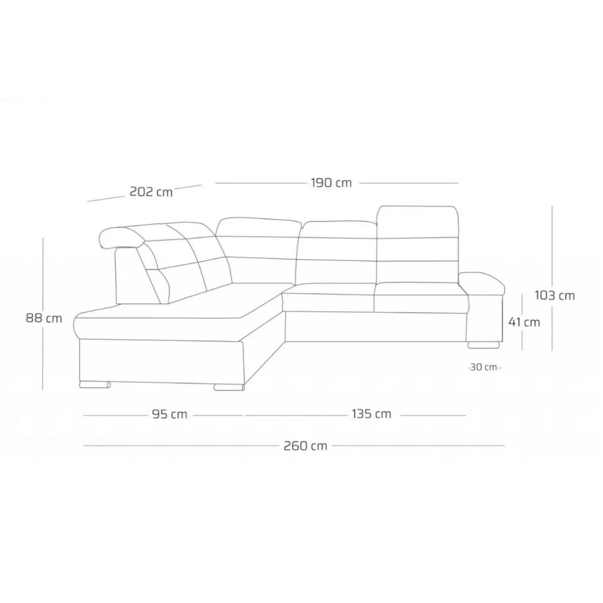 ECKSOFA CLOUD L Links mit Schlaffunktion 120x190 Velours Dunkelgrau - Chromfarben/Dunkelgrau, Holz/Kunststoff (202/260cm) - Muffo