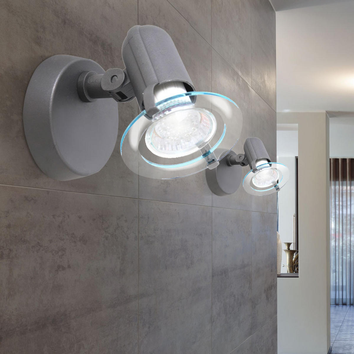 WANDLEUCHTE grau verstellbarer Strahler 2er Set - Grau, Kunststoff (8.5/16/10cm) - Briloner