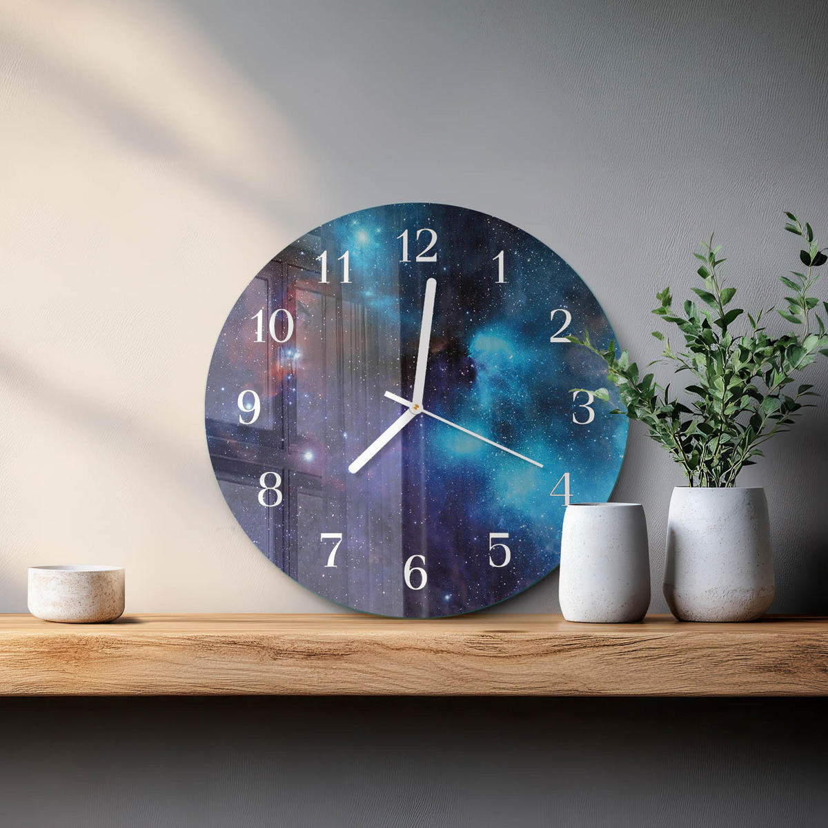 WANDUHR fi30 cm - Sternenhimmel - Blau, Glas (30/30/0.4cm) - TULUP