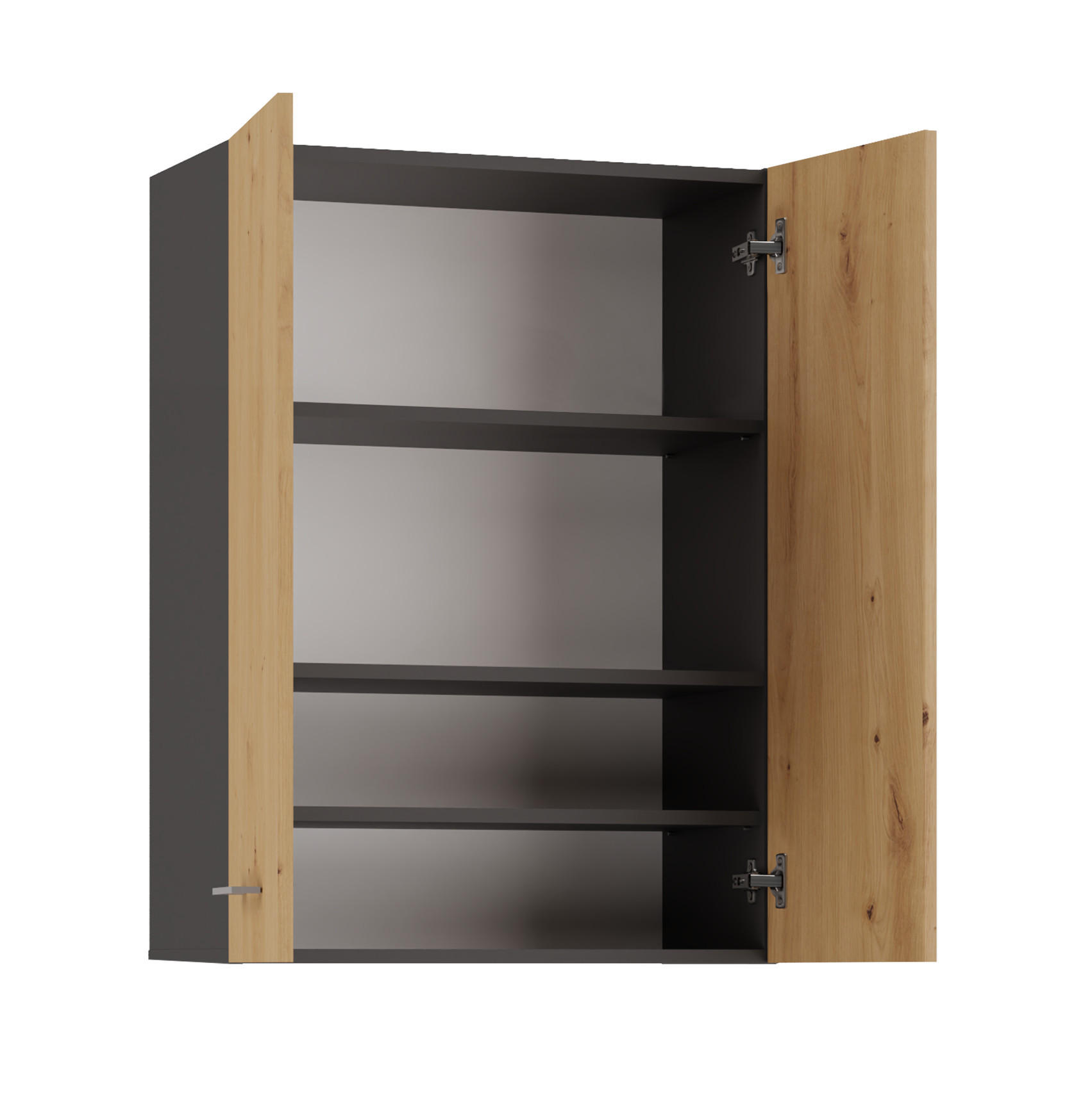 BADEZIMMERSCHRANK POLA MINI DD - ANTHRAZIT EICHE ARTISAN - Anthrazit/Eiche Artisan, Holzwerkstoff (64/90/30cm) - CDF