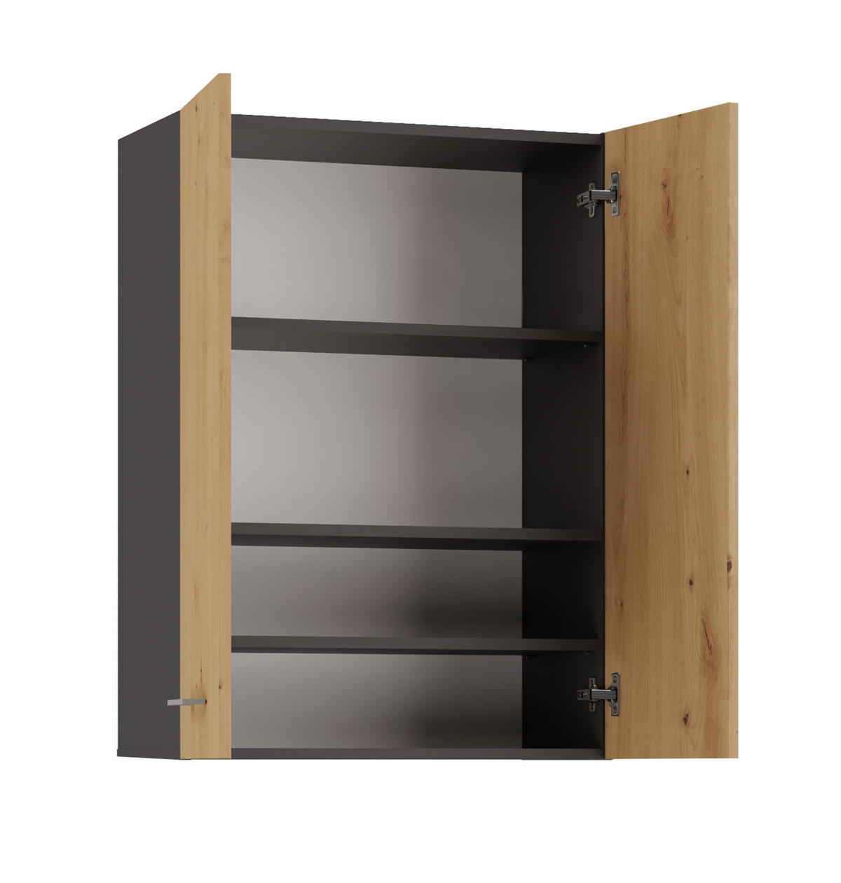 BADEZIMMERSCHRANK POLA MINI DD - ANTHRAZIT EICHE ARTISAN - Anthrazit/Eiche Artisan, Holzwerkstoff (64/90/30cm) - CDF
