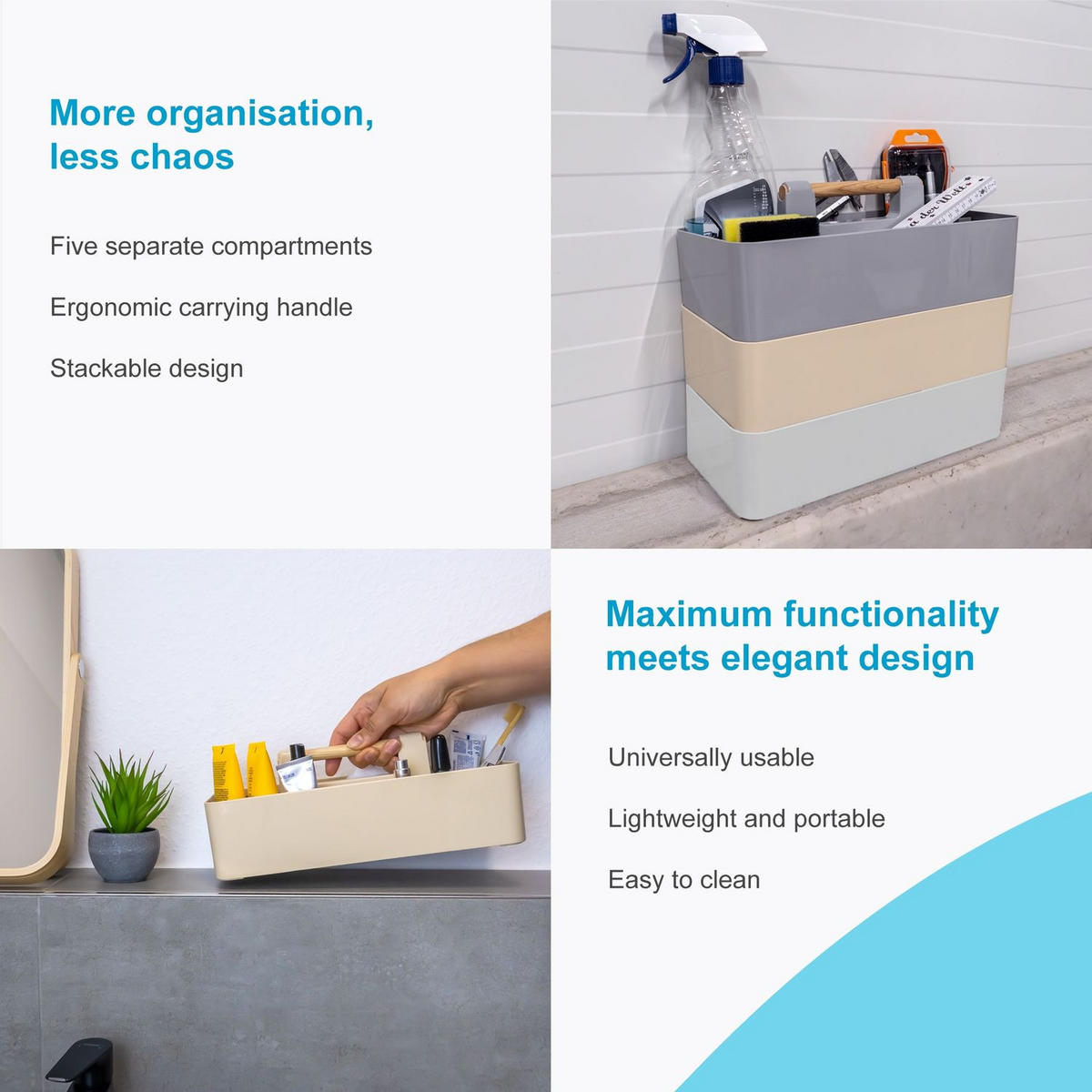 MAKE-UP-ORGANIZER 32/15.5/8 cm (Beige) - Grün, Kunststoff (15.5/8/32cm) - Intirilife