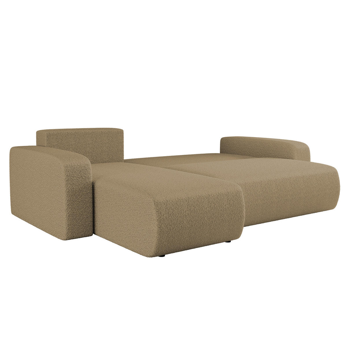 ECKSOFA L-FORM Schlaffunktion Und Bettkasten Eckcouch MILANO L Stoff Quelle Hellbraun Links - Hellbraun, Holz/Textil (142/244cm) - Kaiser Möbel
