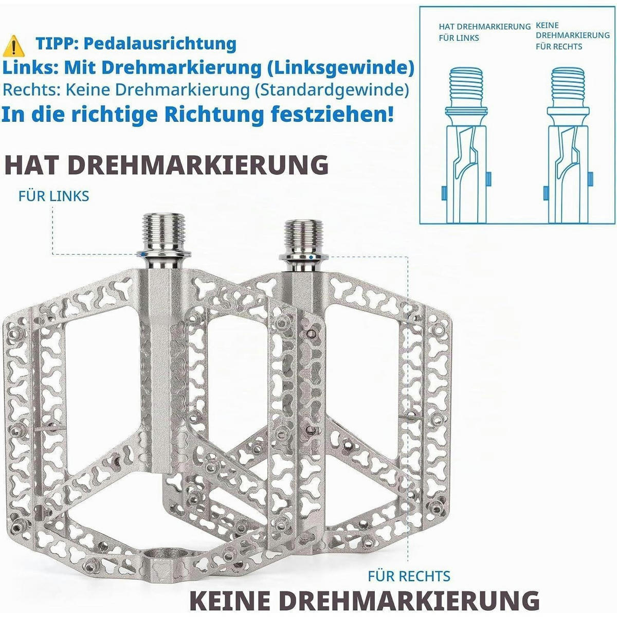 FAHRRADPEDALE Aluminium mit Reflektoren und 3 Lagern - Silberfarben, Metall (10.1/1.7/10.6cm)