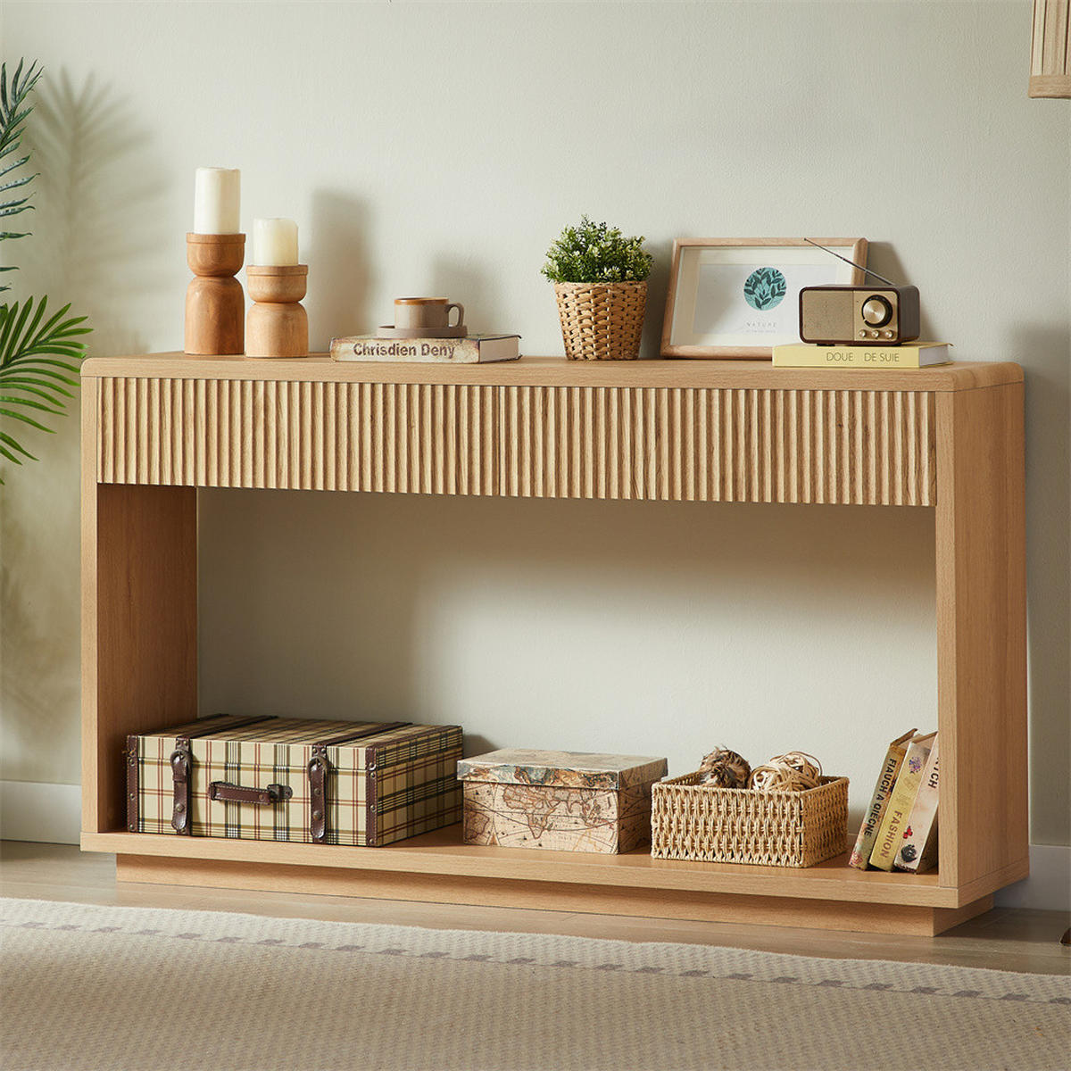 KONSOLENTISCH mit 2 Schubladen Helle Eiche 150 cm - Naturfarben, Holzwerkstoff (150/35/85cm)