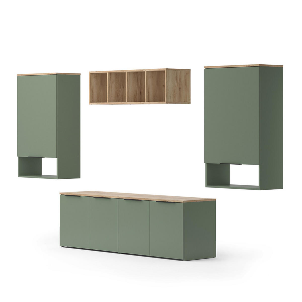 ŽIVÁ STĚNA Wido Zelená - Sonoma dub/zelená barva, kompozitní dřevo (80/50/40cm) - Vicco