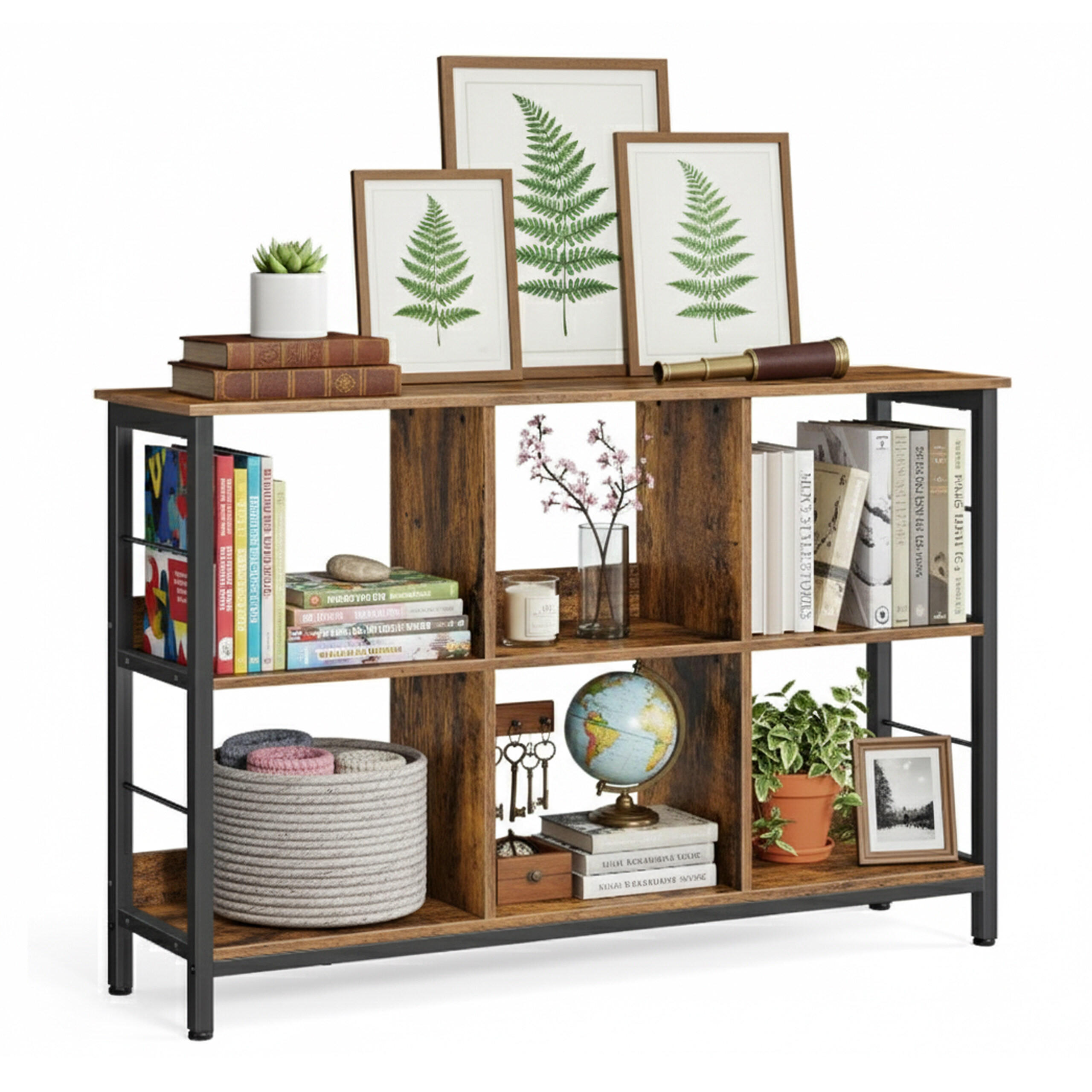 REGAL - Dunkelbraun, Holzwerkstoff/Metall (120/80/33cm) - Relaxdays