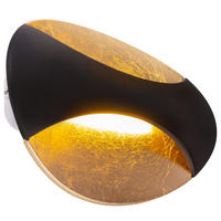 LED WANDLEUCHTE Alexandra Schwarz Blattgold - Goldfarben, Metall (15/6.5/21cm) - Globo Lighting