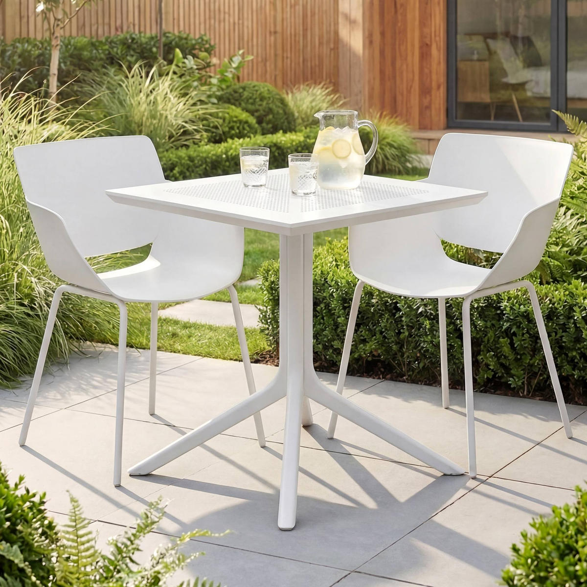 GARTENMÖBEL-SET Hanna 2 Stühle 188x80x80cm Kunststoff Weiß Balkonset - Weiß, Kunststoff - DELUKE