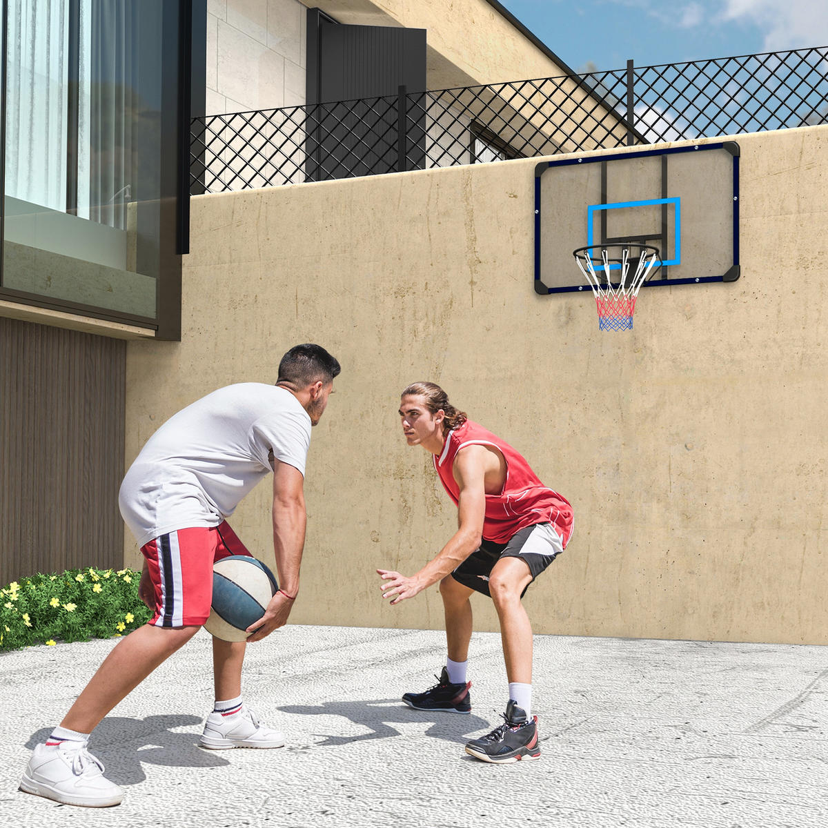 BASKETBALLKORB - Blau/Schwarz, Metall (61/113cm) - SPORTNOW