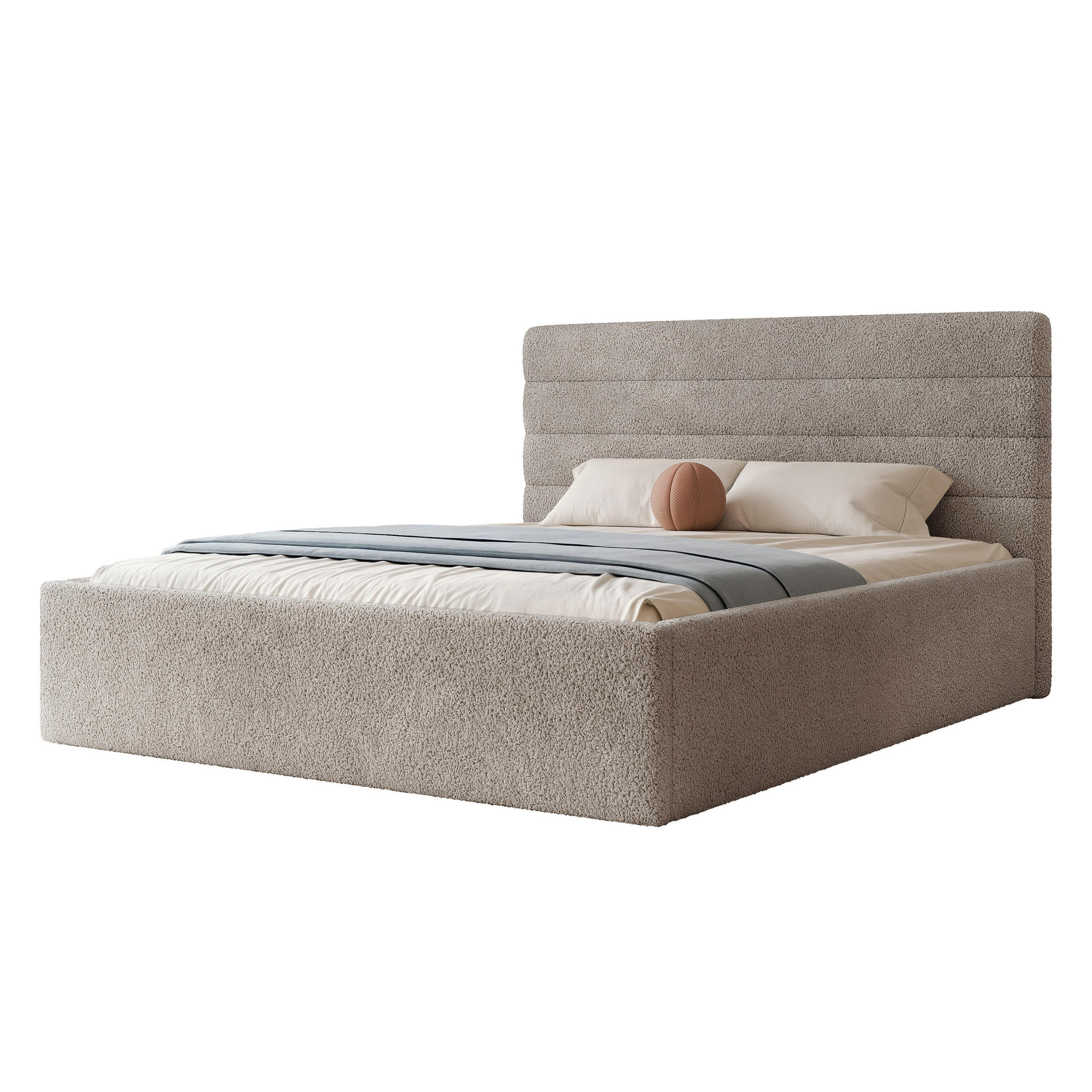 POLSTERBETT MIKO 160/200 cm Bettkasten, Grau - Grau, Holzwerkstoff/Textil (160/200cm) - Idohome