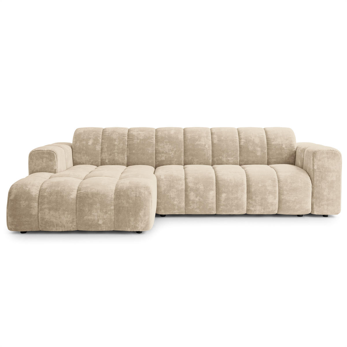 ECKSOFA SETIA LM L-S Creme Chenille - Creme, Holzwerkstoff (304/165cm) - MASSENO