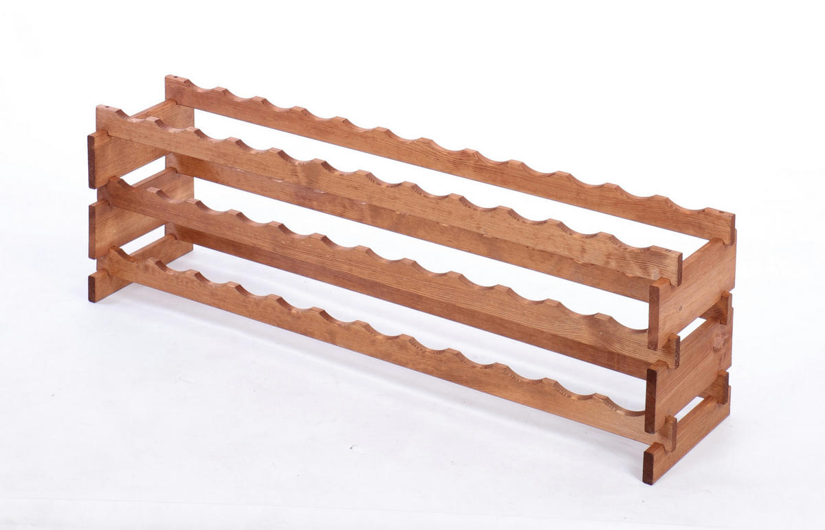 WEINREGAL VINOTECA FLEX PRO HxBxT 37x123x28cm 36 Flaschen auf 3 Ebenen Braun geölt - Braun, Holz (123/37/28cm) - PROREGAL