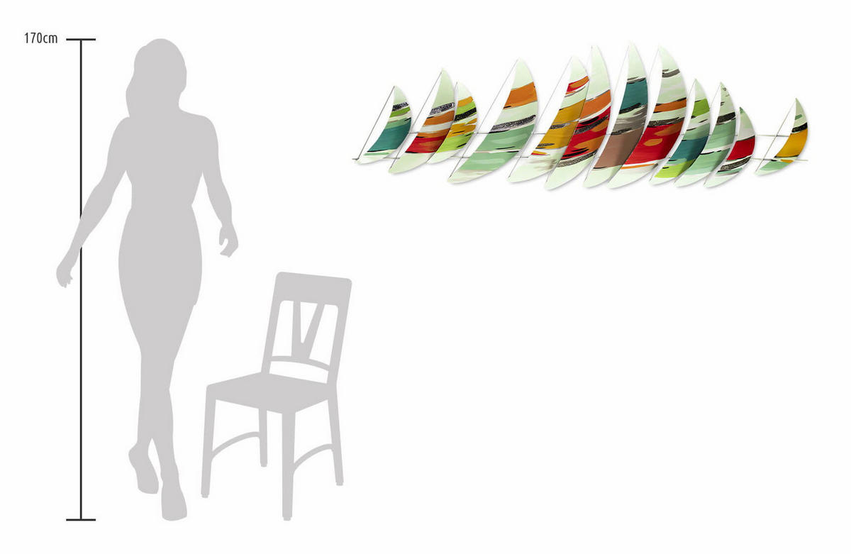 WANDDEKO Bunt 150/50 cm - Multicolor, Metall (2.2/50/6cm) - KUNSTLOFT