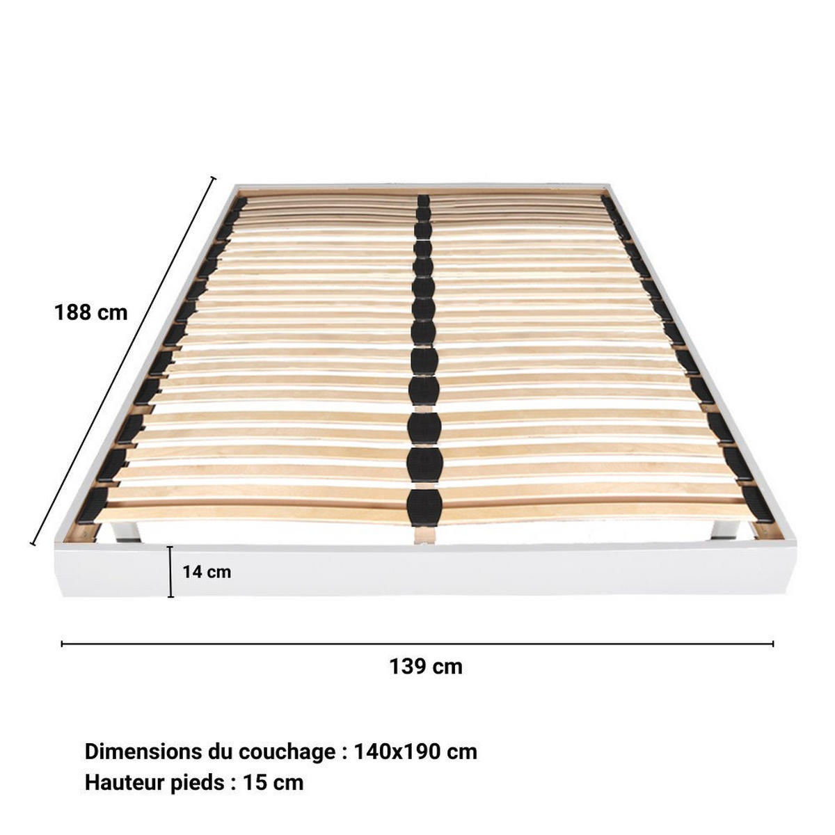 BETTRAHMEN SOMKIT mit Einlegerahmen/ 140x190, Weiß - Weiß, Holzwerkstoff - Weber Industries
