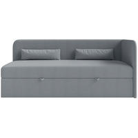 JUGENDBETT Calmmo Dunkelgrau mit Chenille-Bezug, Kopfteil rechts - Dunkelgrau, Textil (90/200cm) - Selsey