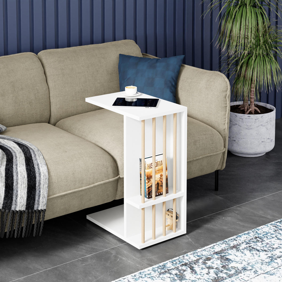 BEISTELLTISCH Siikainen - Weiß, Holzwerkstoff (29/44/65cm) - [en.casa]