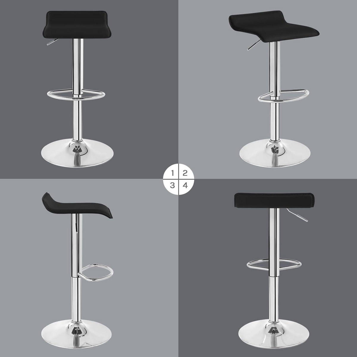 BARHOCKER, Höhenverstellbarer Barstuhl,aus Kunstleder Metall - Schwarz, Metall (38.5/84/39.5cm) - Woltu