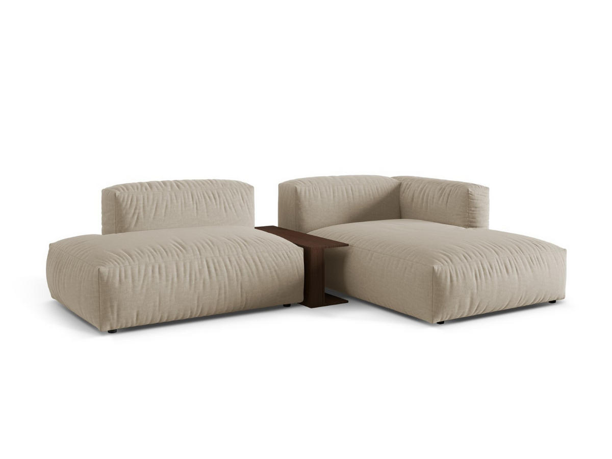 ECKSOFA modular rechts Martina aus strukturiertem Stoff leichtes beige 2 Sitzplätze - Creme, Textil (176/285cm) - Micadoni