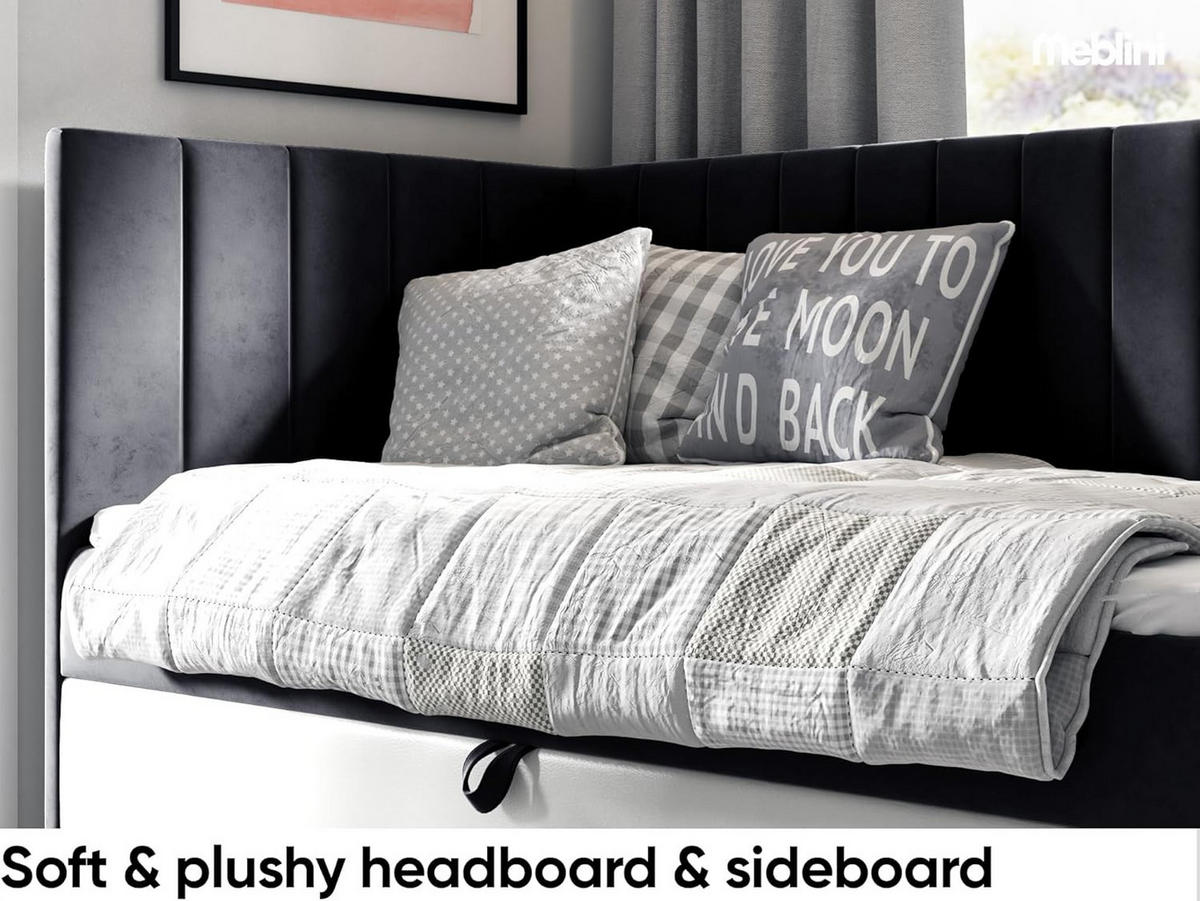 KINDERBETT MAYA 3 - Schwarz/Weiß, Holzwerkstoff (86/208cm) - Meblini