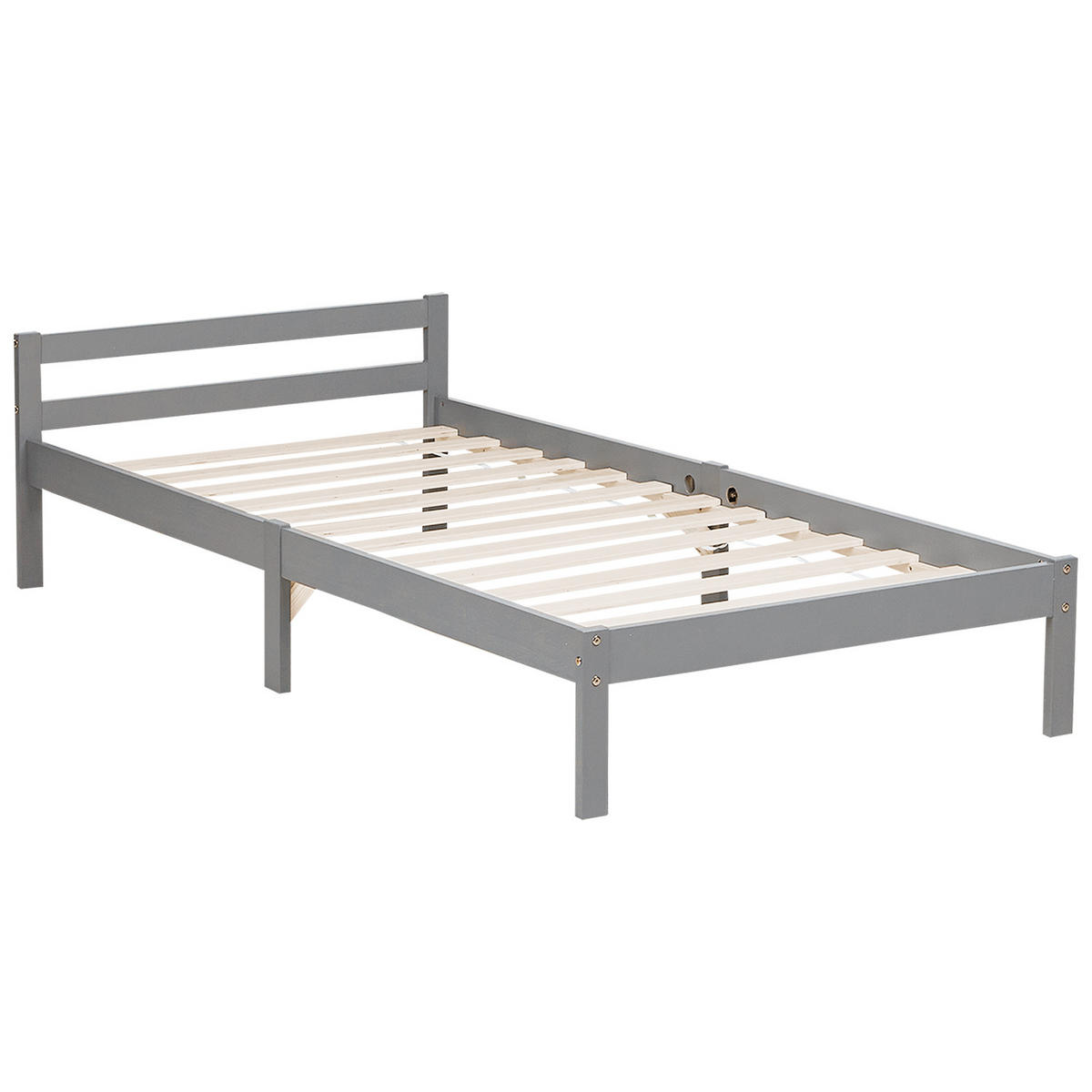 HOLZBETT Grau 90/200 cm mit Lattenrost - Grau, Holz (90/200cm) - Homestyle4u