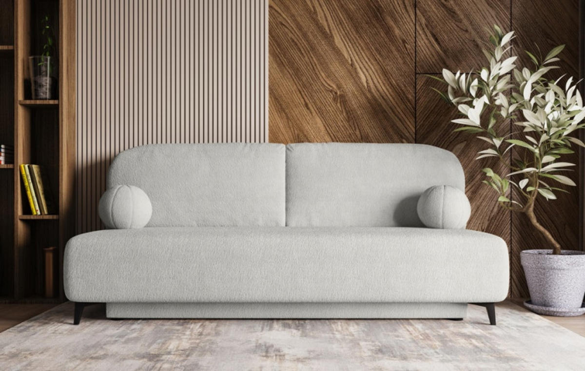 SITZSOFA Grau MIO Mit Schlaffunktion Boucle - Grau, Textil (198/90/86cm) - Sepro Meble