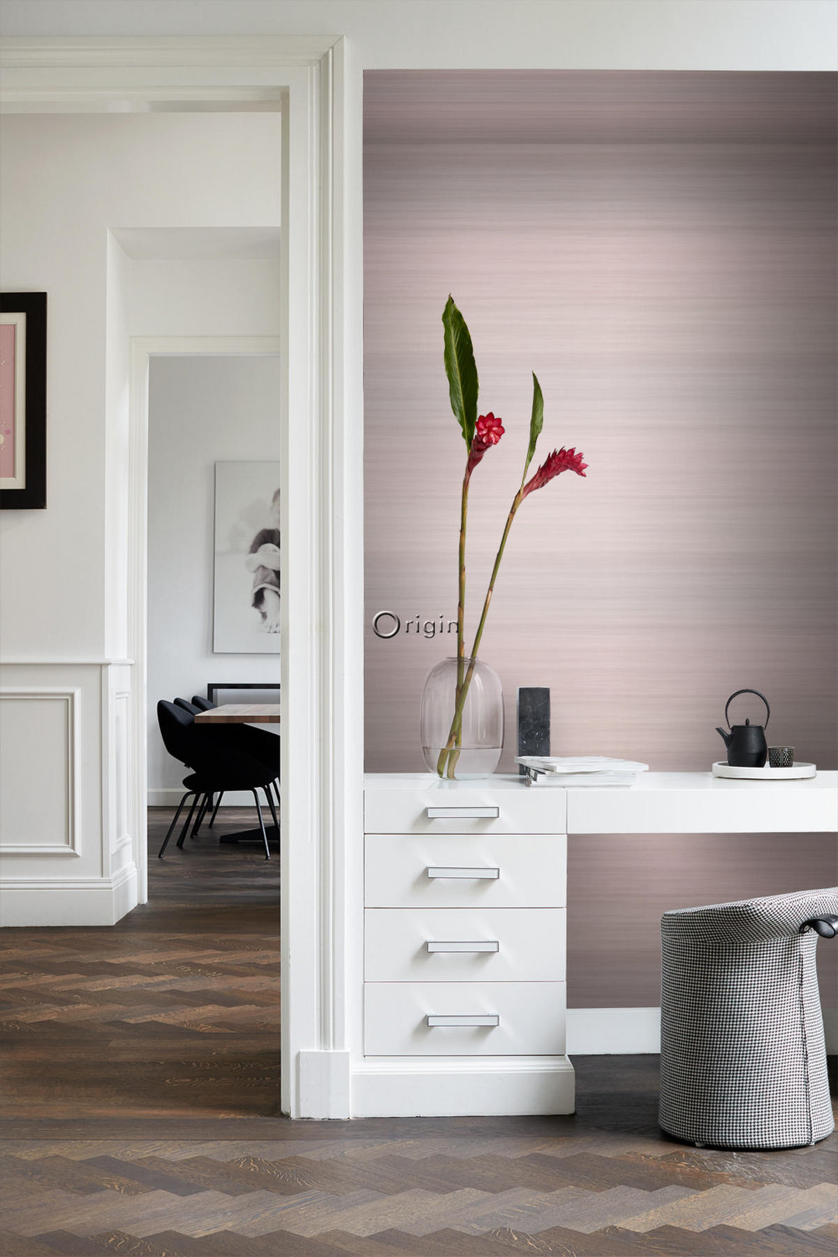 TAPETE Gewebeoptik mit Farbverlauf 53 cm x 10.05 m - Pink, Papier (53/1000cm) - Origin Wallcoverings