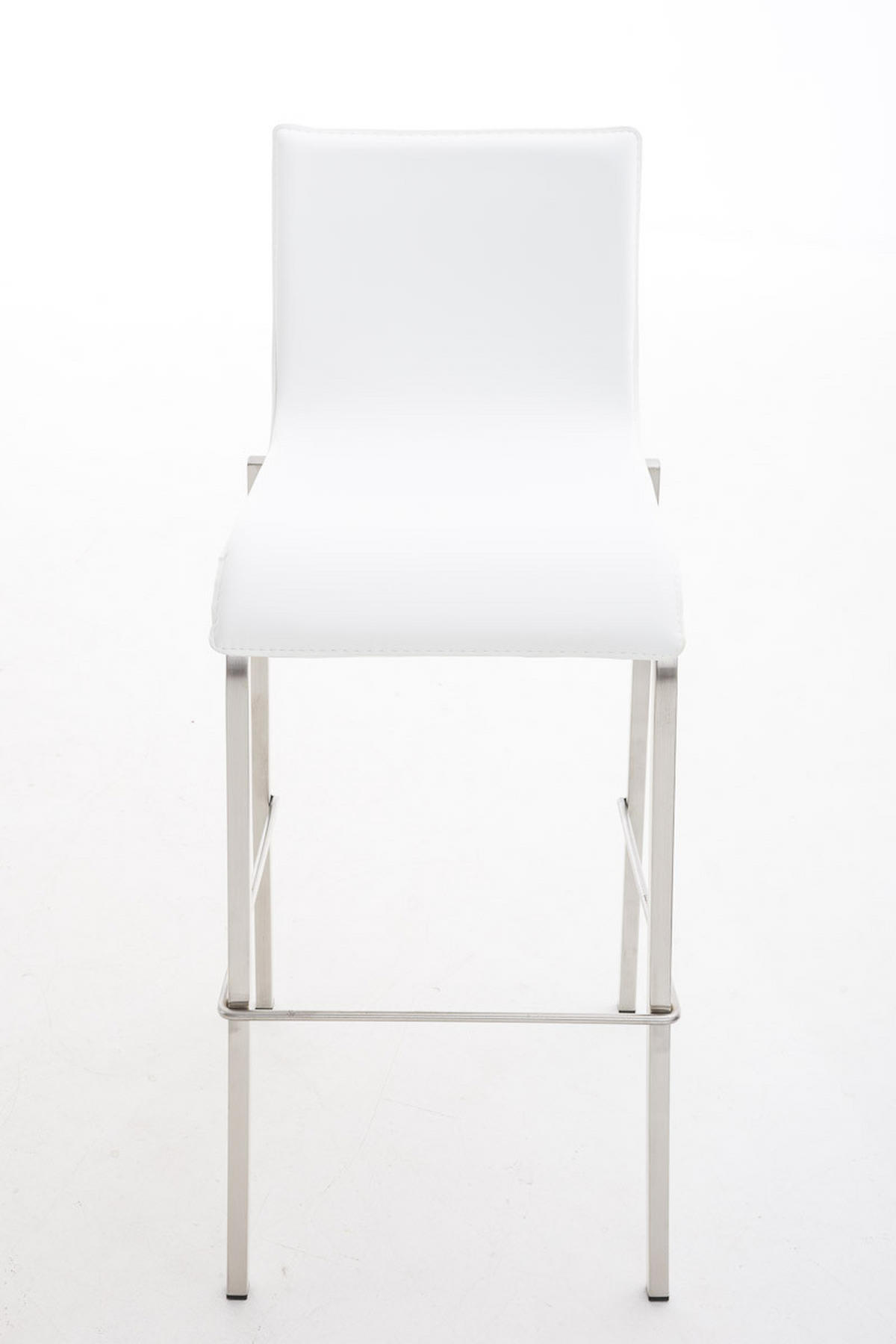 BARHOCKER Lederlook weiß - Edelstahlfarben/Weiß, Textil/Metall (43/103/51cm) - CLP