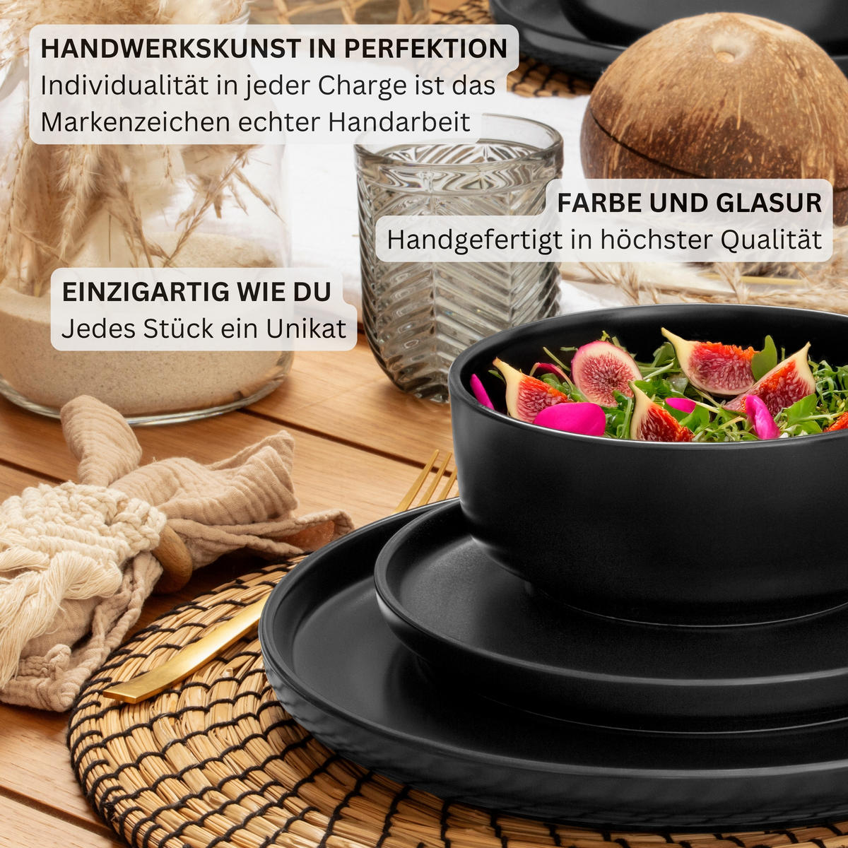 SCHALEN SET MADEIRA - 6 teilig aus Steingut - Schwarz, Keramik (16cm) - Sänger