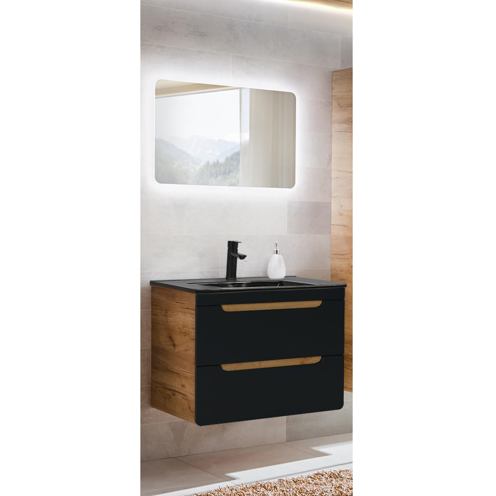 BADMÖBEL-SET 2-TLG. New-luton - Anthrazit, Holzwerkstoff (81/195/46cm) - Lomado