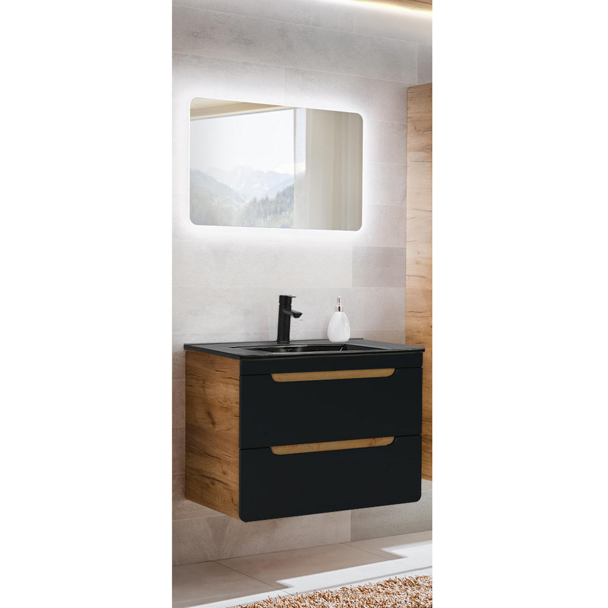 BADMÖBEL-SET 2-TLG. New-luton - Anthrazit, Holzwerkstoff (81/195/46cm) - Lomado