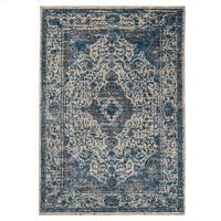 TEPPICH Vintage Kurzflor Medallion Muster, Orientalisch, Wohnzimmer Blau Rechteckig 200x300 - Blau, Textil (200/300cm) - KADIMA DESIGN