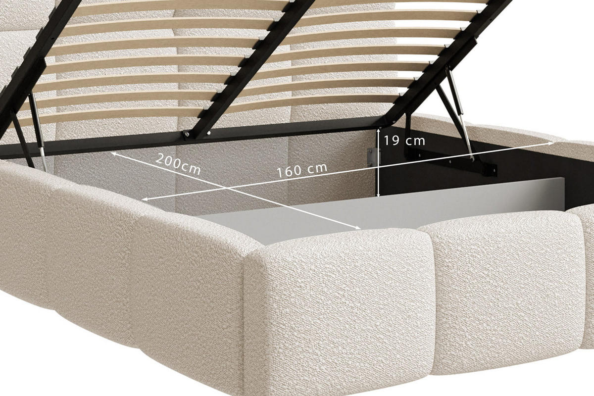 POLSTERBETT AURO mit Bettkasten, Doppelbett - 160x200 cm - Beige/Naturfarben, Holz/Textil (160/200cm) - mybed.
