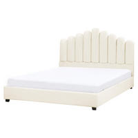 BETT mit Lattenrost 160/200 cm Cremeweiß Vincennes - Schwarz/Weiß, Textil (160/200cm) - Beliani