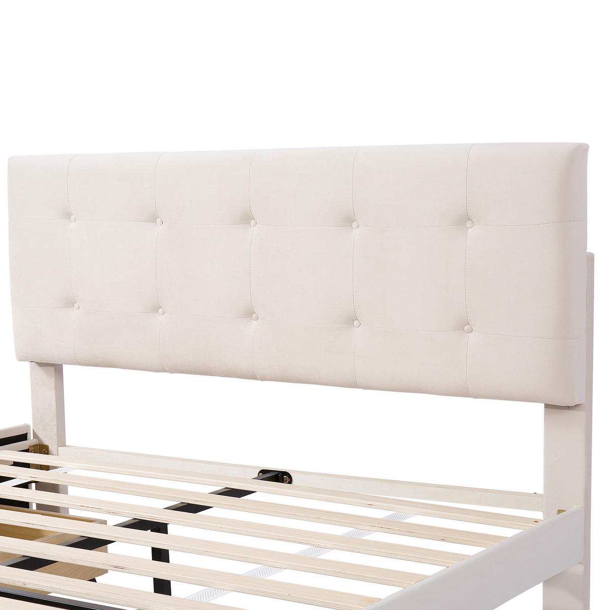 POLSTERBETT 140/200 cm mit 4 Schubladen & gepolstertem Kopfteil in Beige - Beige, Textil (140/200cm) - BEAOK
