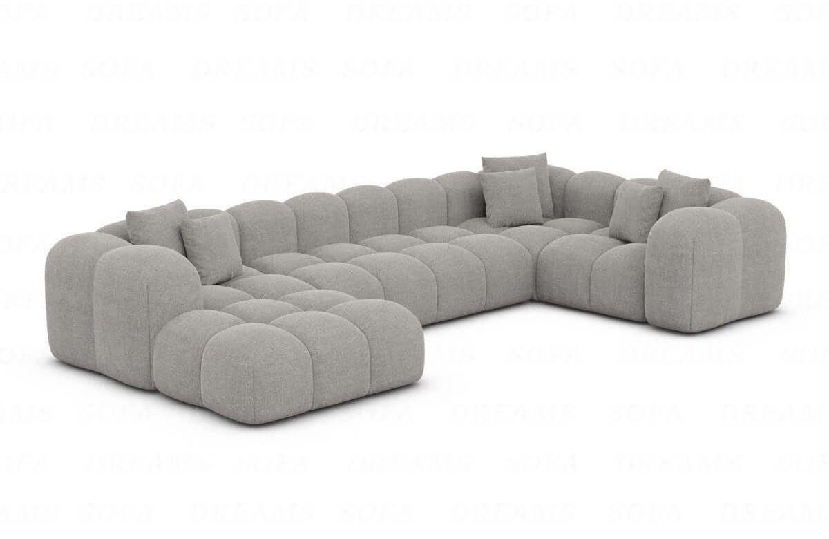 WOHNLANDSCHAFT Cloud Hellgrau Strukturstoff - Hellgrau, Kunststoff (314/72/184cm)