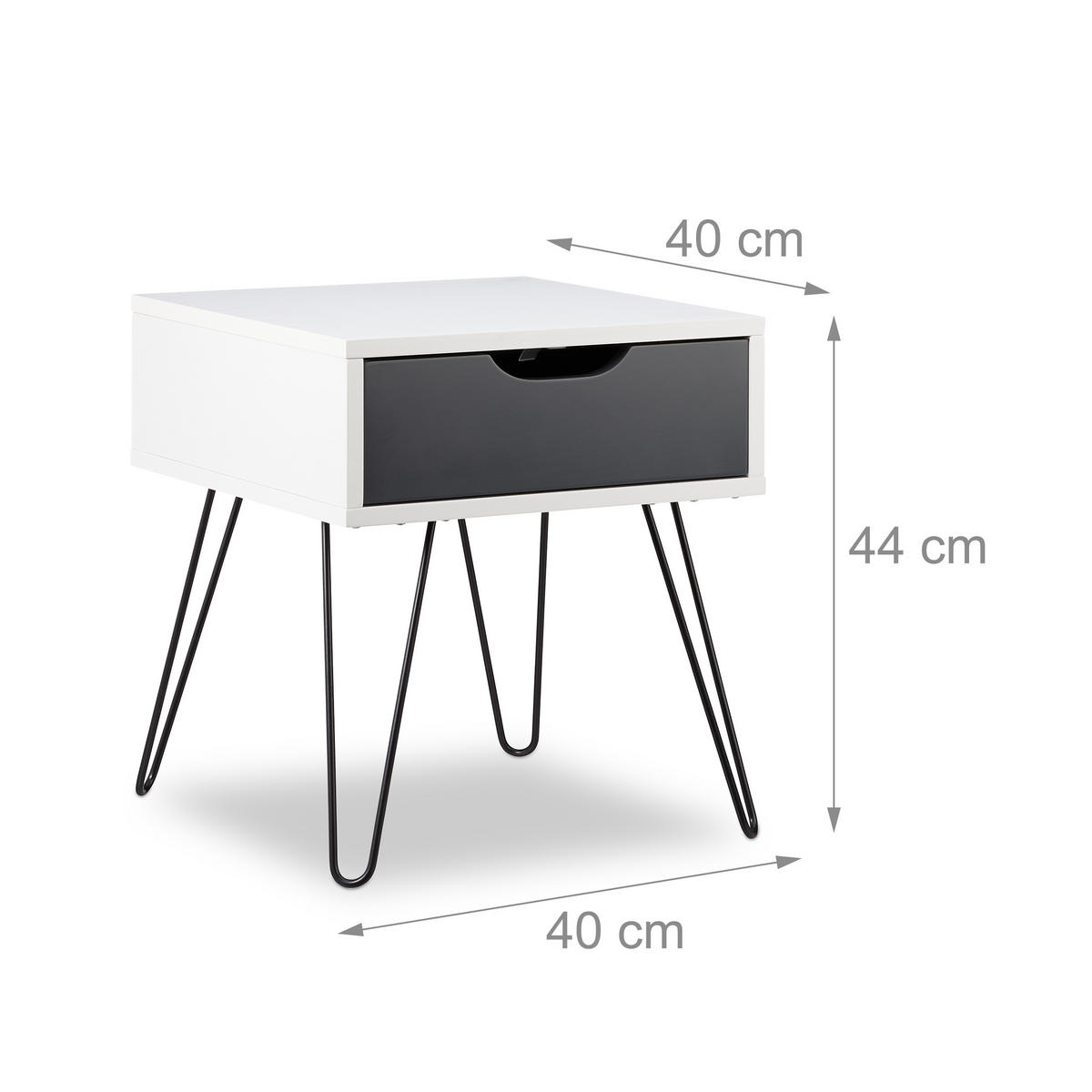 NACHTTISCH - Multicolor, Holzwerkstoff/Metall (40/44/40cm) - Relaxdays