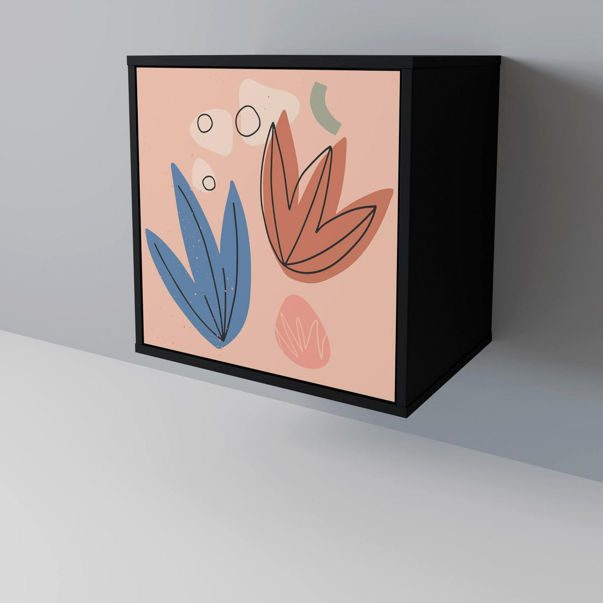 SIDEBOARD PASTEL DESTINY, Schwarz, 57,5x42x67,5 cm, Schwarze Metall-Rahmenfüße - Multicolor/Schwarz, Holzwerkstoff/Metall (57.5/67.5/42cm) - SpaceRebels