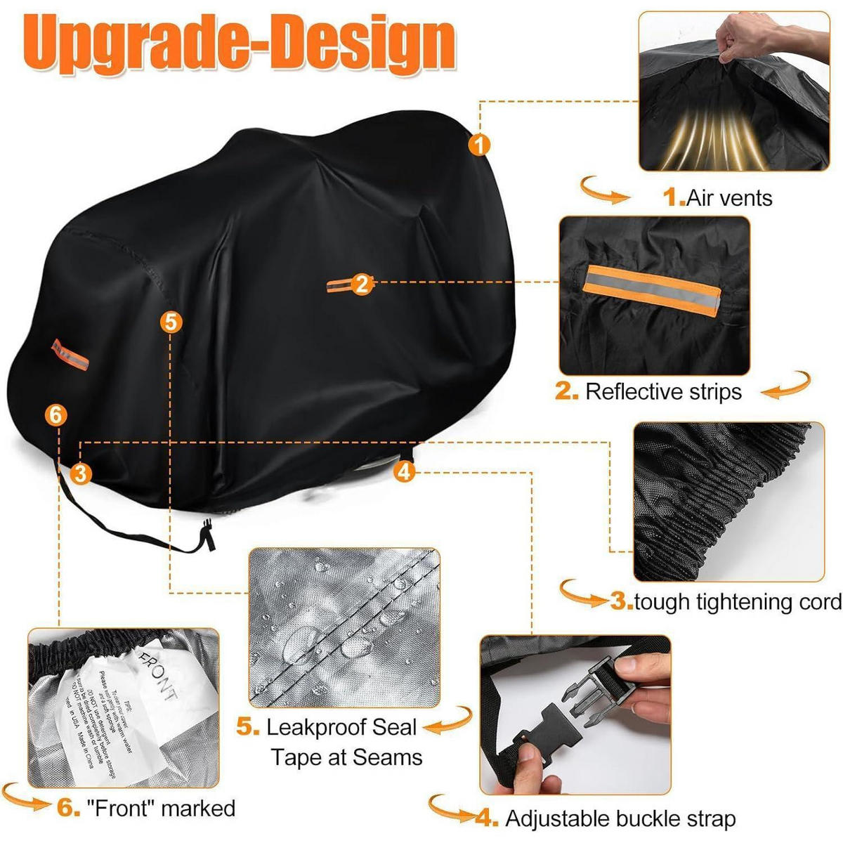 ABDECKPLANE Rasentraktor 420D Polyester Oxford 183 x 137 x 117 cm - Schwarz, Textil (183.9/137.2/117.8cm)
